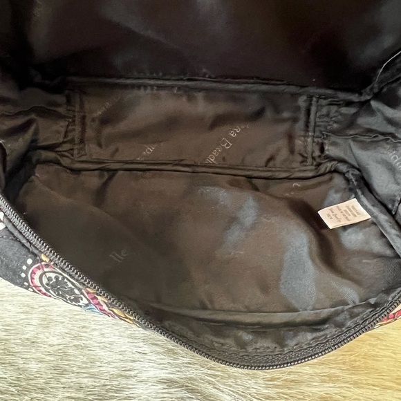 VERA BRADLEY Bandana Swirls Blush & Brush Cosmetic Case Black Pink Blue Travel - Picture 10 of 11